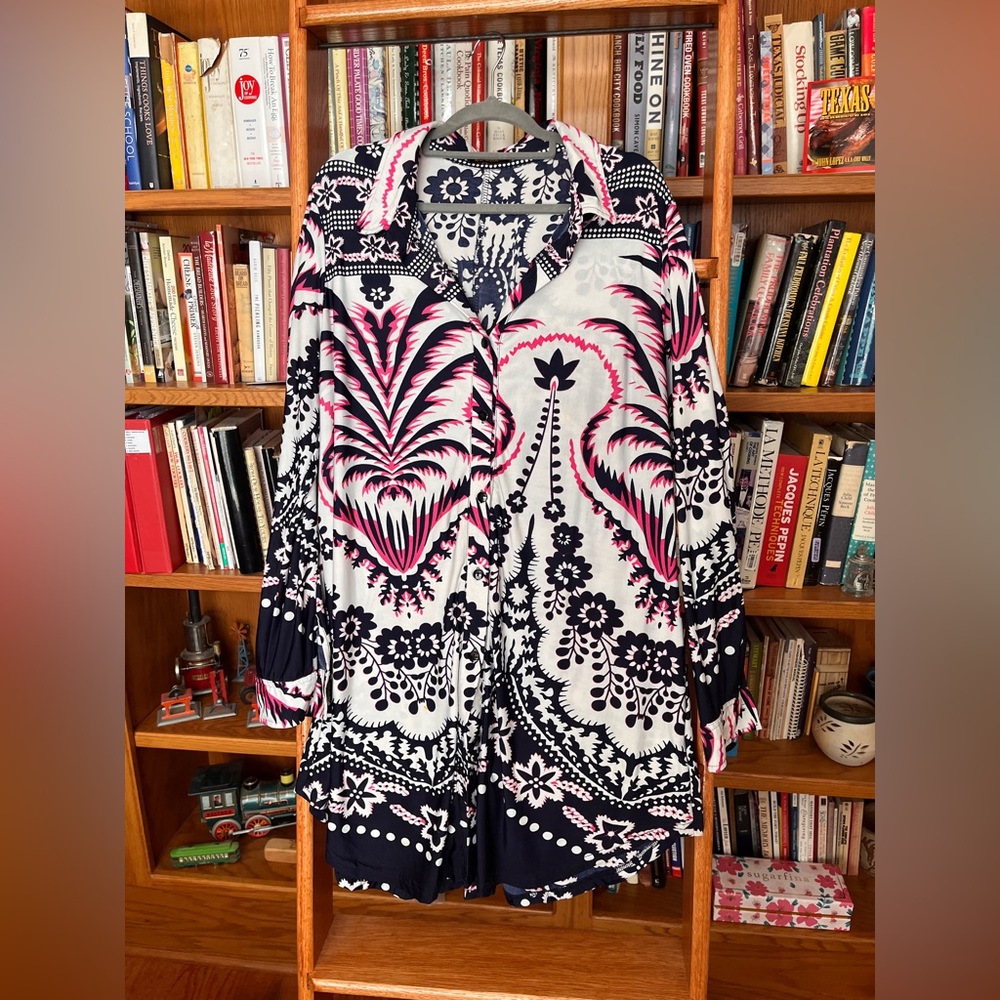 Reborn Print Tunic with Unique Button Detail, XL